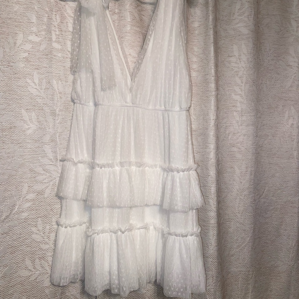 White Ruffled Mini Dress - Picture 3 of 4